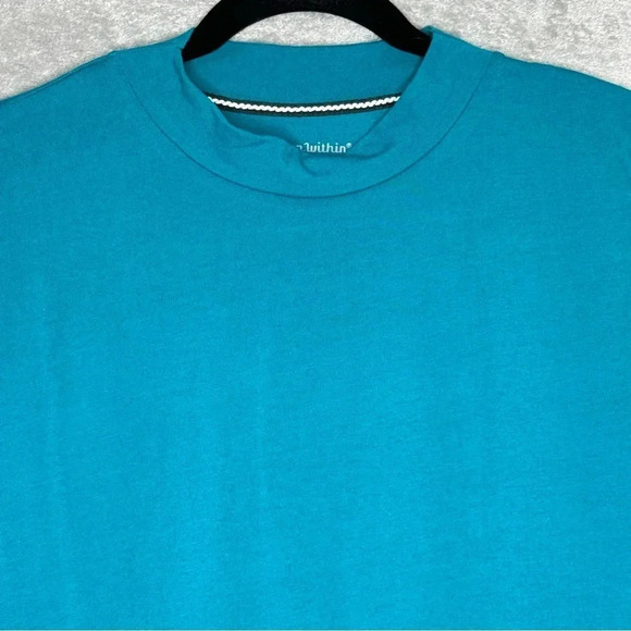 Woman Within 18 20 Tank Top Shirt Teal Blue Sleeveless High Neck Cotton Stretch - Picture 3 of 7